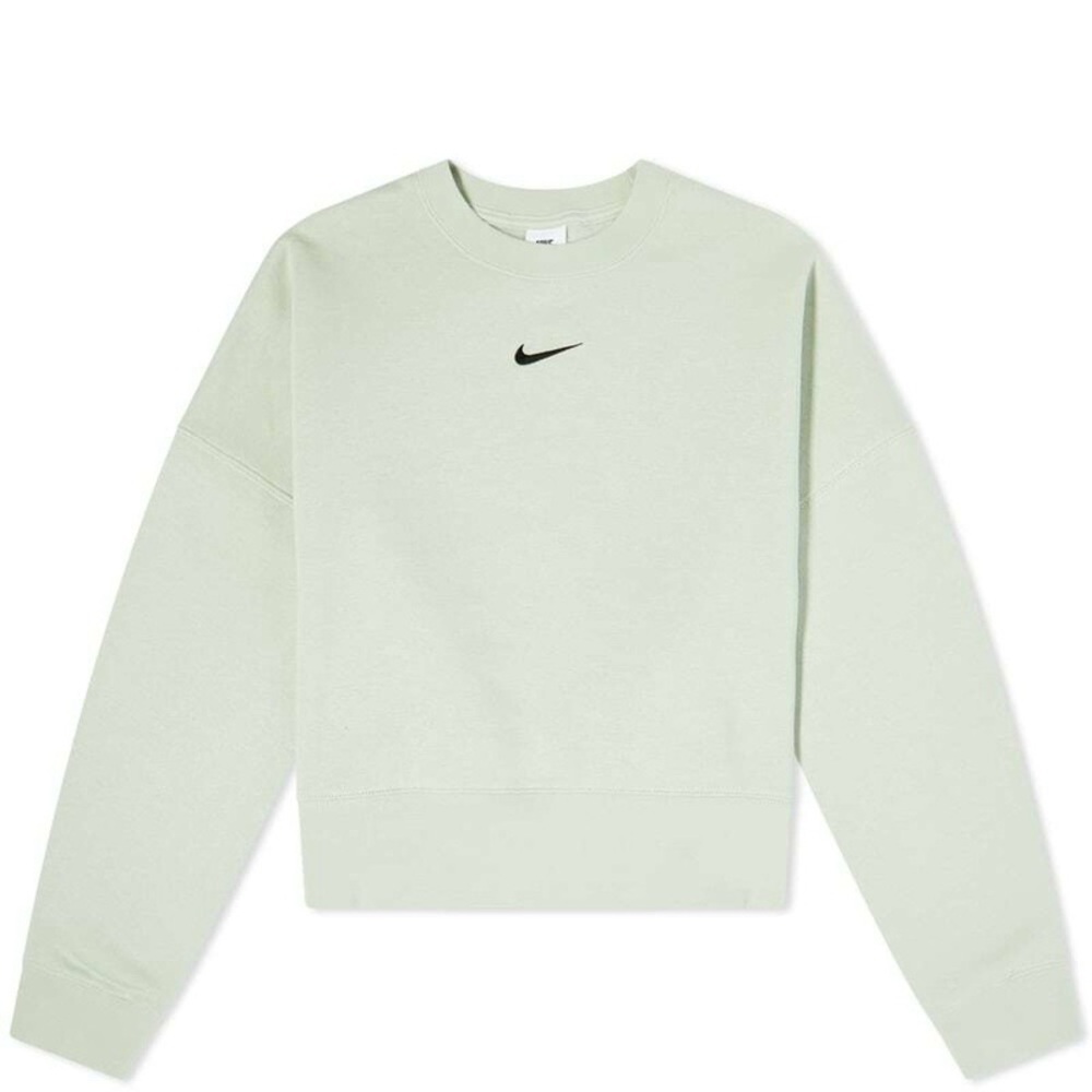 Nike Green Center Swoosh Crewneck Sweater Cropped Oversized Large